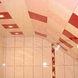 Алюминиевые кассетные потолки Cesal в отделке ванной комнаты фото