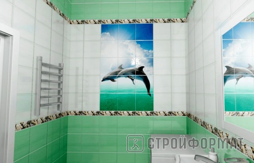Панель ПВХ Океан зеленый ванная фото
