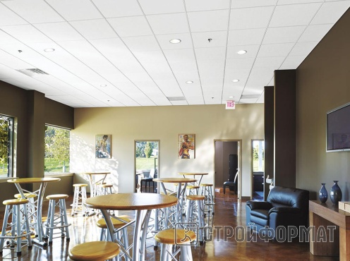 Потолки Армстронг в интерьере кафе фото