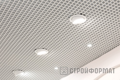 Потолки Грильято со встроенными светильниками фото