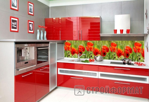 Интерьерная панель Маки на кухне фото