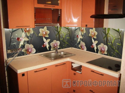 Интерьерная панель Орхидея на кухне фото