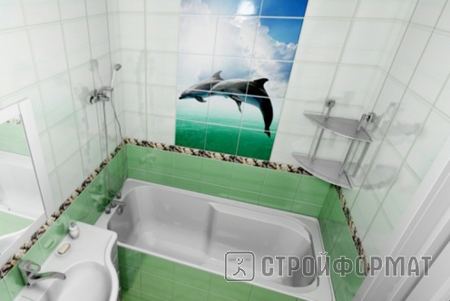 Панель ПВХ Океан зеленый стены в ванной фото