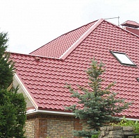 Монтеррей винно-красный на крыше дома