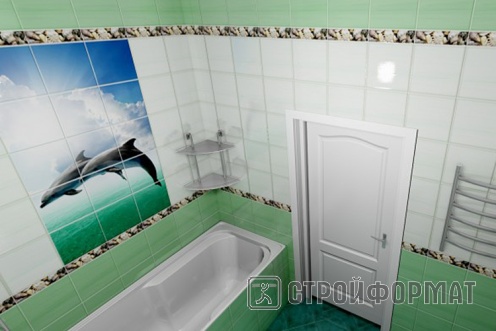 Панель ПВХ Океан зеленый отделка ванной фото