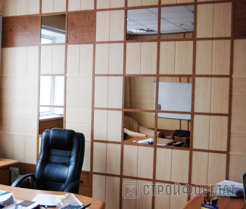 Панели МДФ с планками в отделке кабинета  фото