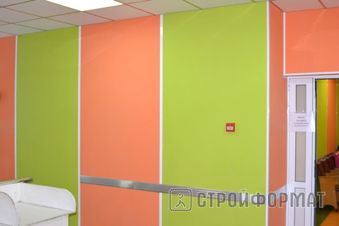 Панели Vekoroom оранжевые и зеленые стена фото