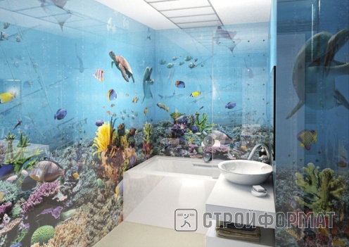 Панель ПВХ ПанДА Подводный мир в ванной фото