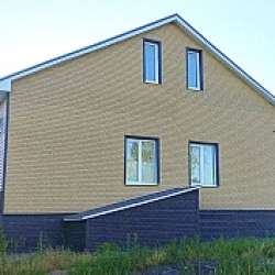 Фасадные панели Стоун-Хаус бежевый и коричневый кирпич фото
