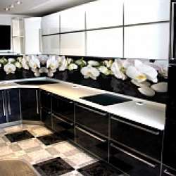 Интерьерная панель Белая орхидея фартук на кухне фото