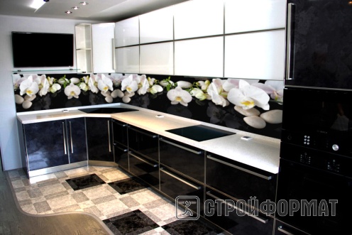 Интерьерная панель Белая орхидея фартук на кухне фото