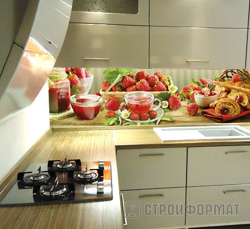 Интерьерная панель Клубника на кухне фото