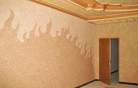 Рисунок из шелковой штукатурки на стене