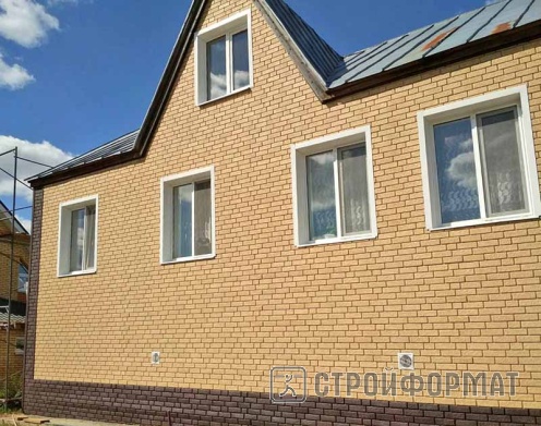 Фасадные панели Стоун-Хаус кирпич бежевый и коричневый фото