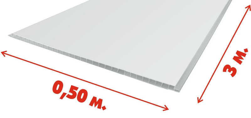Панель пвх пласт декор (9мм) откосная белая матовая 500*3000 мм