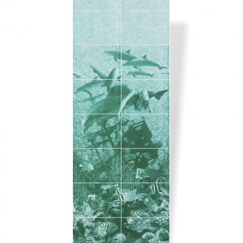 Панель ПВХ с фризом "Акватон" (9 мм) "Лагуна" цвет Морская волна 330*2700 мм (панно из 2-х шт.)