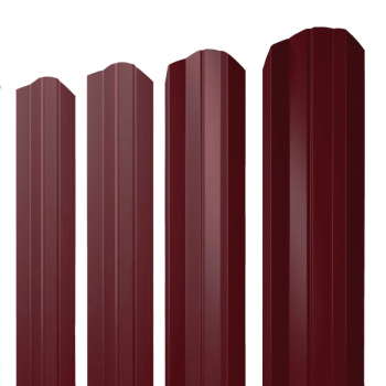 Штакетник М-образный фигурный PE-0,45, Красное вино RAL3005, двухсторонний