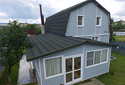 Битумная черепица Ондулин дом с пристроем фото