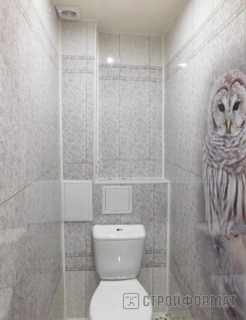 Панель ПВХ ПанДА Белые кружева в туалете фото