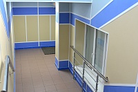 Панели Vekoroom сочетание голубой и бежевый лестница