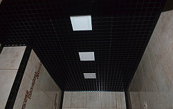 Потолки Грильято черные в ванных и душевых фото