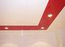 Алюминиевые кассетные потолки Cesal Бордо и Белый матовый фото