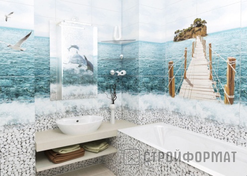 Панель ПВХ ПанДА Море в ванной фото