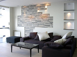 Отделка гипсокартоном в сочетании с камнем фото