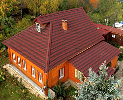 Черепица Ондулин Красный вальмовая кровля фото