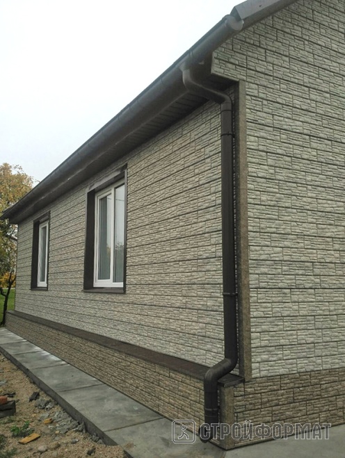 Фасадные панели Стоун-Хаус сланец бурый и светло-серый фото