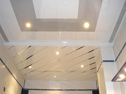 Алюминиевые кассетные потолки Cesal Белый матовый и Металлик серебристый фото