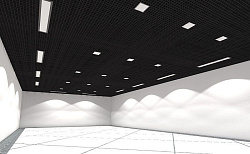 Черные потолки Грильято в светлом помещении фото