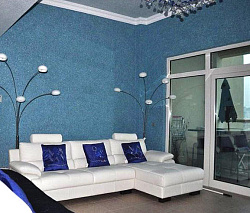 Синие жидкие обои в интерьере фото