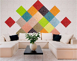 Разноцветный орнамент из жидких обоев фото