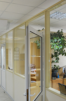 Панели Vekoroom и стеклянная перегородка с дверью фото