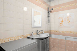 Панель ПВХ Вальс бежевый ванная фото