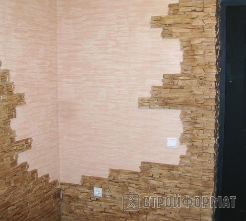 Пример отделки стен декоративным камнем фото