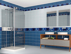 Панель ПВХ Капли росы синий фото