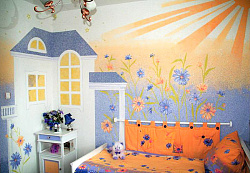 Рисунок из шелковой штукатурки для детской фото