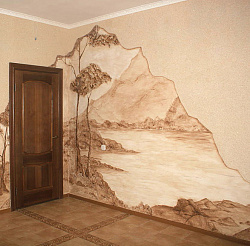 Жидкие обои бежевые с узором фото