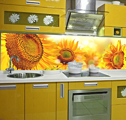 Интерьерная панель Подсолнухи фартук фото