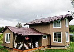 Бежевые фасадные панели Ю-Пласт Стоун-Хаус под кирпичную кладку фото