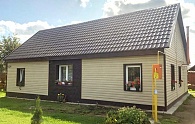 Фасадные панели Стоун-Хаус под коричневый кирпич и золотистый ясень