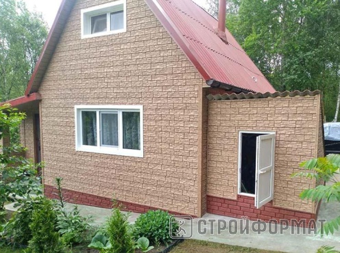 Фасадные панели Стоун Хаус Сланец бурый и Кирпич красный фото