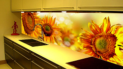 Интерьерная панель Подсолнухи фартук на кухне фото
