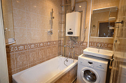 Панель ПВХ Лев коричневый в ванной фото