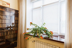 Подоконник Кристаллит Махагон на окне фото