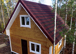 Битумная черепица Ондулин на коньковой крыше фото